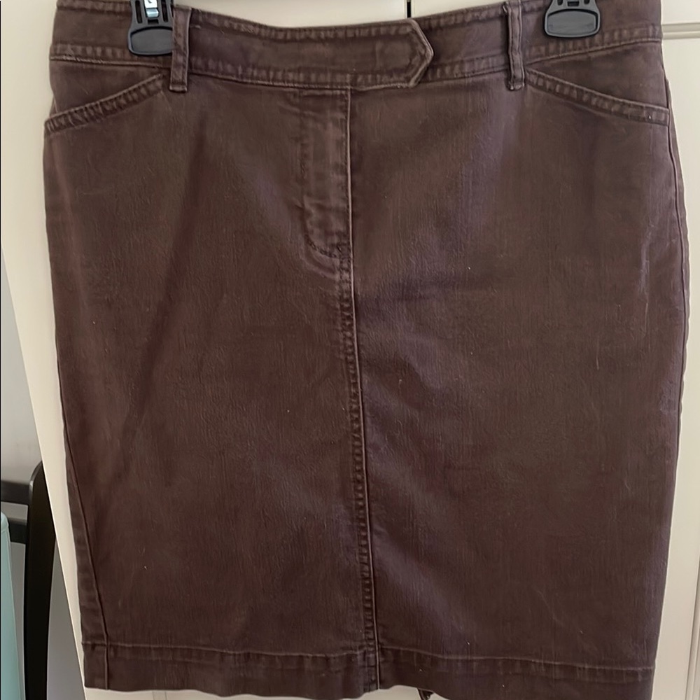 LOFT Brown Pencil Skirt Knee-Length Casual
